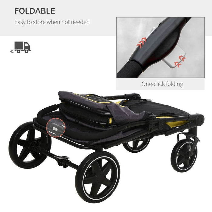 PawHut Foldable Dog Carriage w/ Universal Wheels, Shock Absorber - Grey