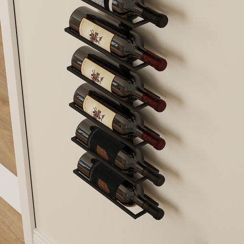HOMCOM Wall Mount Wine Rack, Wall Wine Rack for 10 Wine Bottles, Black