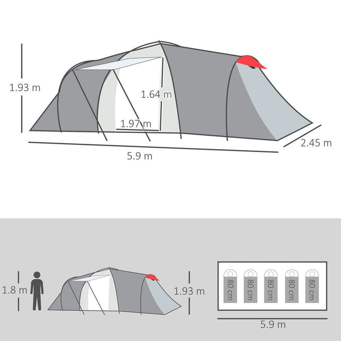 Spacious 4-6 Person Camping Tent | Separate Bedrooms | High-Quality Materials