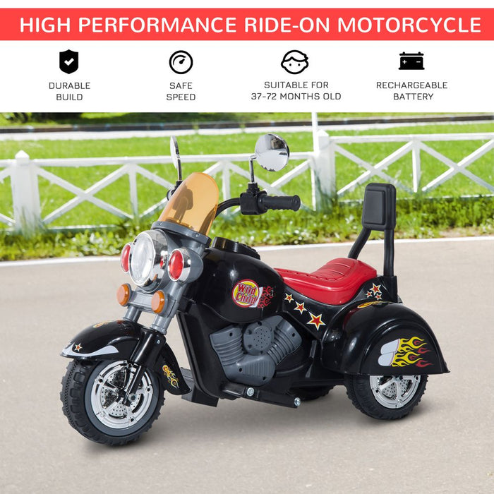 High-Quality 6V Kids Electric Motorbike - Lights, Sound - Black HOMCOM