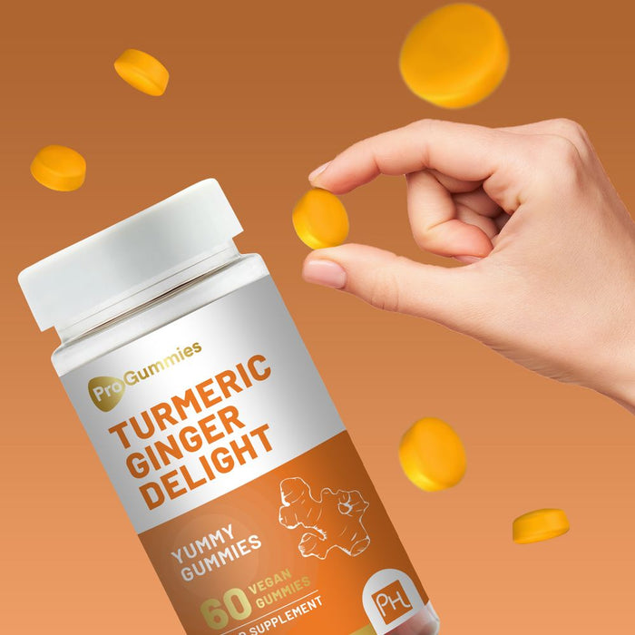 Turmeric & Ginger Gummies | 60 Vegan Pro Gummies | Natural Peach Flavour