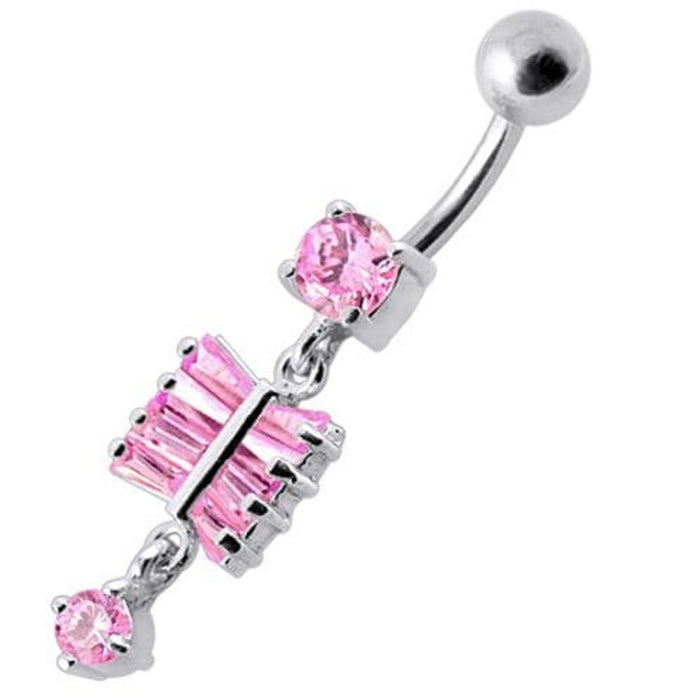 Fancy  Silver Dangling SS Bar Banana Belly Ring