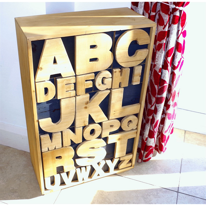 Modern Alphabet Cabinet - 54 x 26 x 89cm - Stylish Storage Solution - Geko Products - Firwood