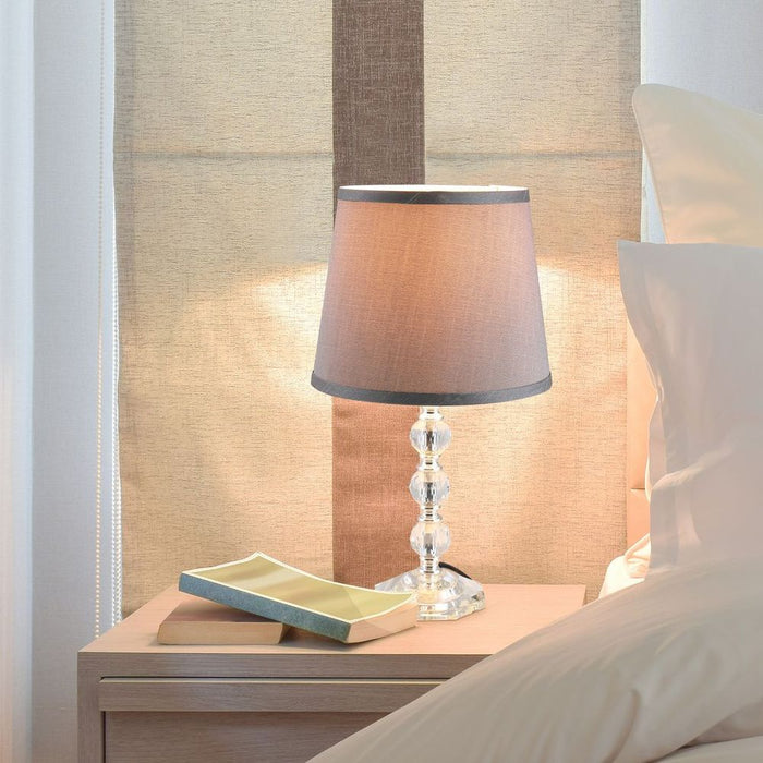 Sparkling Crystallite Table Lamp - Elegant Glass Base, Beautiful Fabric Shade