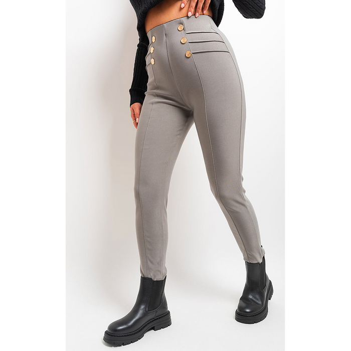 High Waisted Button Front Leggings