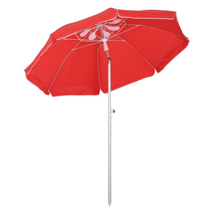 High-quality 1.96m Beach Umbrella w/ Aluminium Frame & Bag- Red