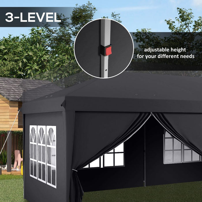 Outsunny 3 x 6m Pop Up Gazebo Height Adjustable Party Tent with Storage Bag