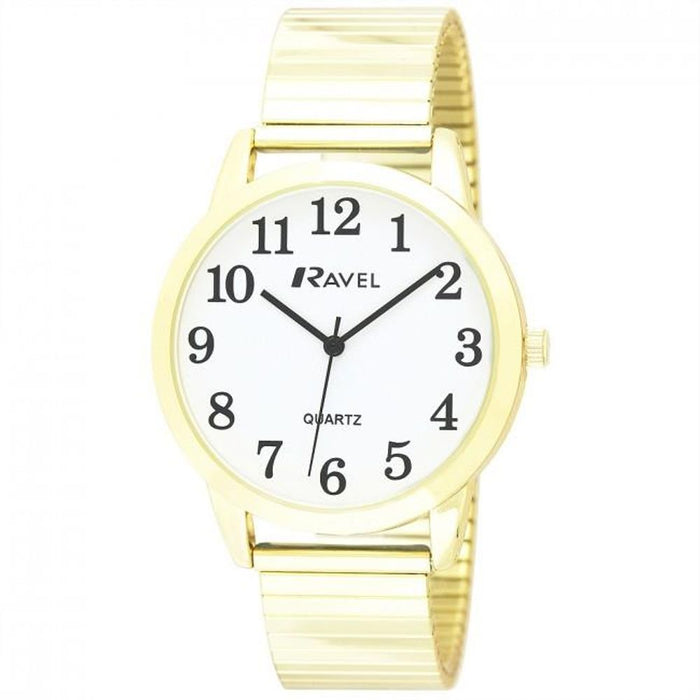 Ravel Men's Gold Bracelet Watch - Bold Number White Dial - High Quality