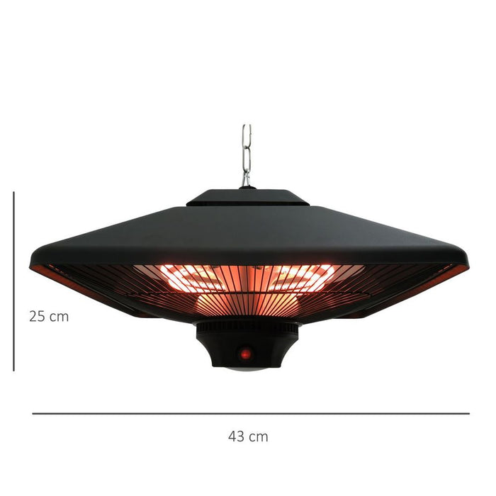 Outsunny 2kw Electric Heater LED Halogen Heating Hanging Light Outdoor Remote