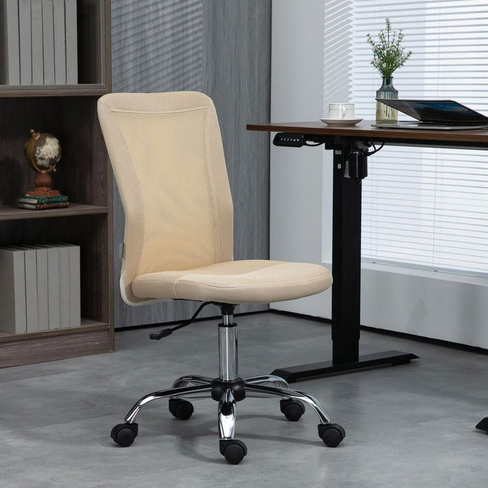 Vinsetto Armless Office Chair - Adjustable Height, Mesh Back, Beige