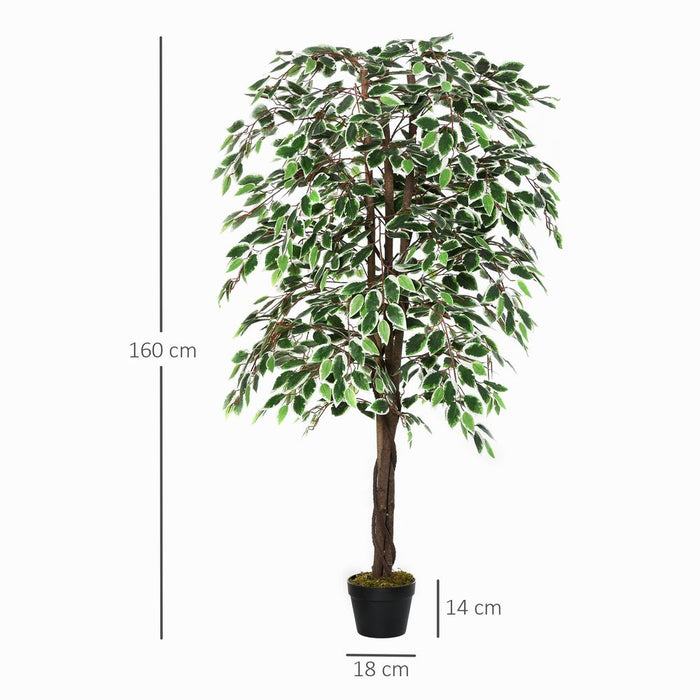 Realistic Ficus Silk Tree - Artificial Decorative Plant, 160cm - High-Quality, Low-Maintenance