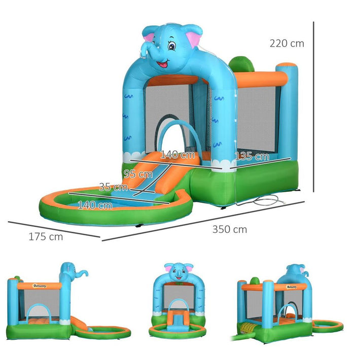 Outsunny 4 in 1 Inflatable Elephant-Themed Water Park