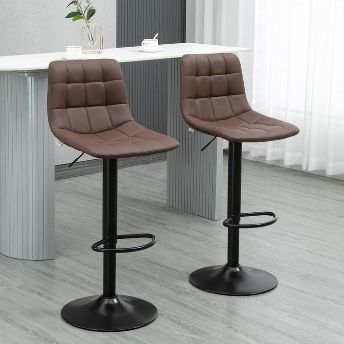 Premium Brown Adjustable Stools: Swivel & Footrest, Set of 2 - High-Quality Pub Home Furnishings