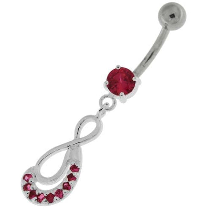 Crescent Nine Stones Jeweled Infinity Navel Belly Button Ring