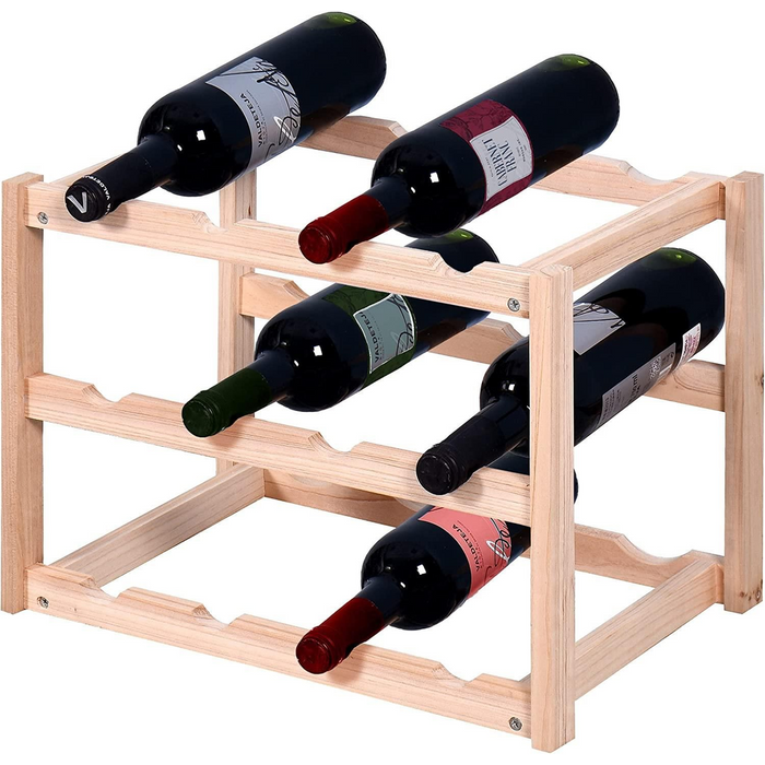 Premium Quality Wooden Wine Rack: Knight Natural Colour, 3 Tier Design - Store 12 Bottles