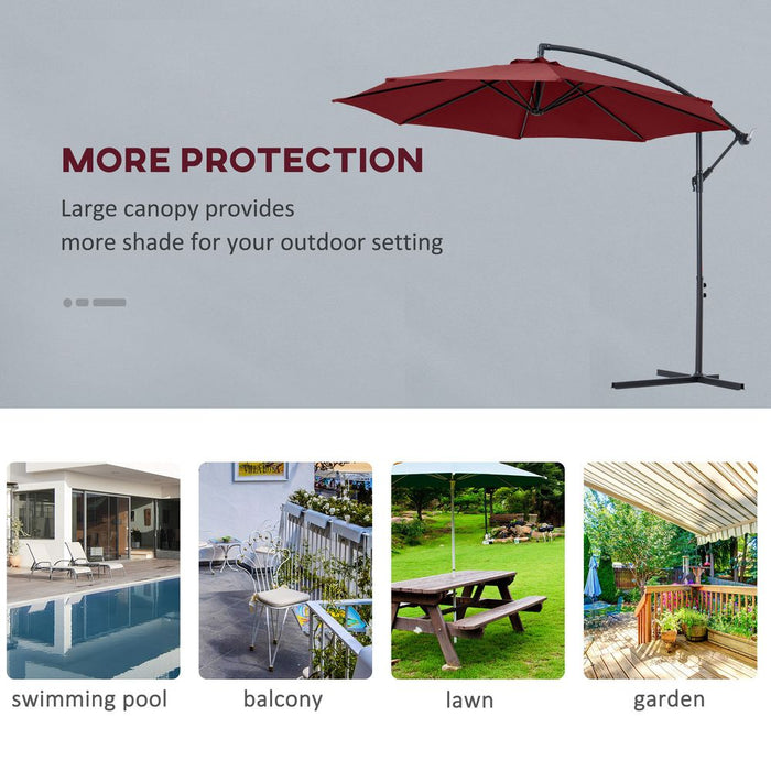 High-Quality Garden Banana Parasol Umbrella w/ Base - Outsunny