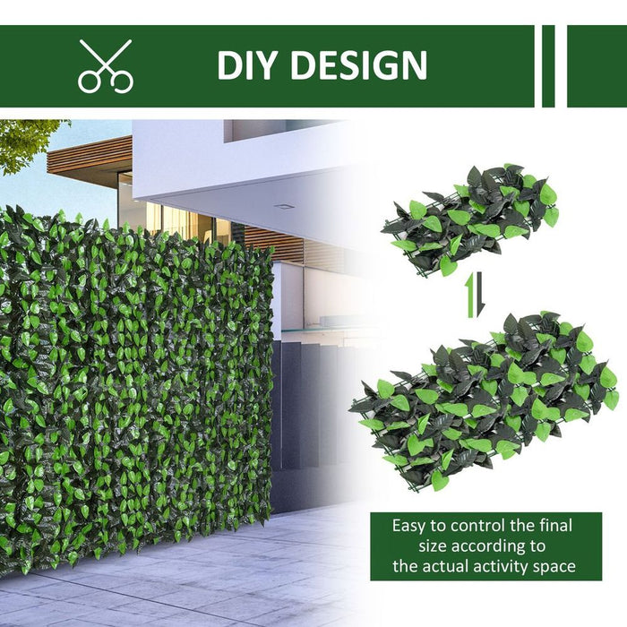 Outsunny Privacy Fence Panel | Artificial Leaf Hedge Screen | 3Mx1M | UV Stabilised PE | Easy to Install | Maintenance Free