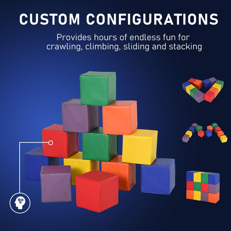 HOMCOM 12 Piece Soft Play Foam Blocks Toy Building Stacking Compliant Learning Toys for Toddler Baby Kids Preschool