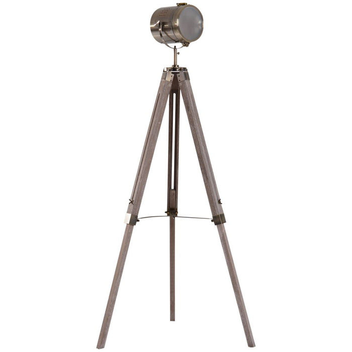 Premium 65L Wood/Bronze Tripod Floor Lamp - Adjustable Height & Shade - Stylish Home Decor