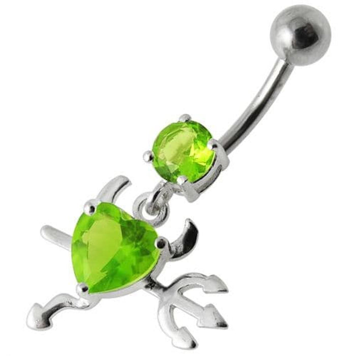 Jeweled Devil heart Dangling Belly Ring