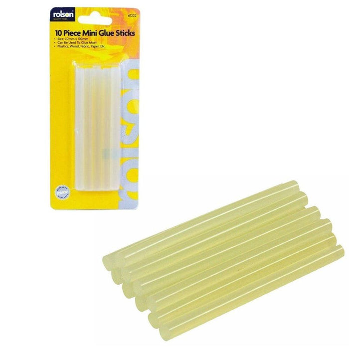 Rolson 10Pcs Mini Glue Sticks - 61222, 72 x 100mm, for DIY Jobs