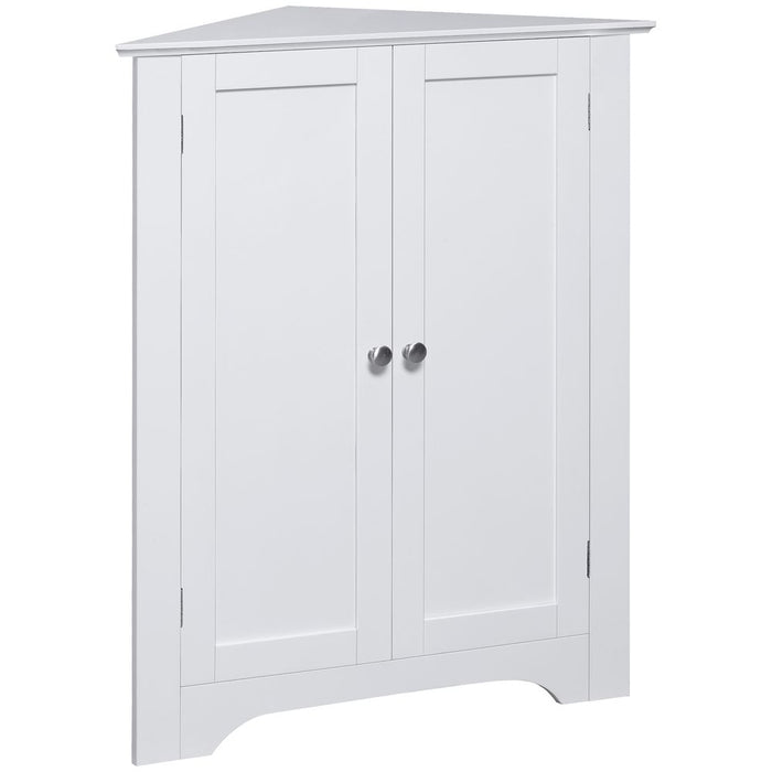 kleankin Triangle Bathroom Cabinet, Corner Bathroom Storage Unit with Adjustable Shelf and Recessed Door, Free Standing, White