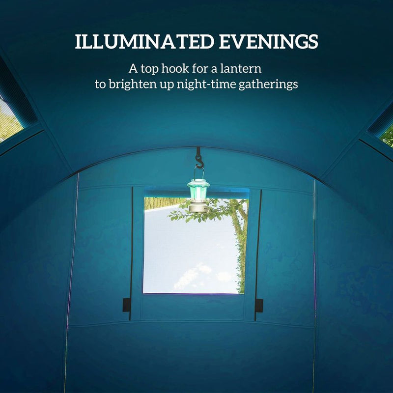 Outsunny 2 Room Camping Family Tent - 3-4 Man, 3000mm Waterproof, Spacious, Lightweight - Sky Blue