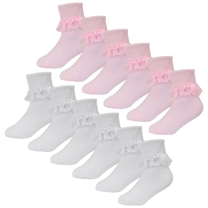 Baby Girls 6 Pack Organza Lace Socks