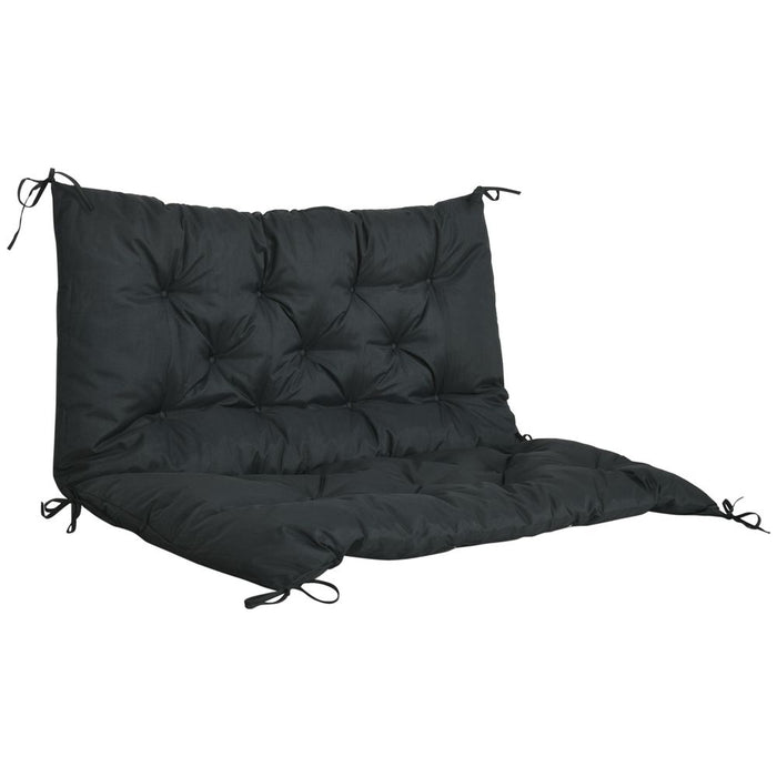 Premium Black Garden Bench Cushion - Waterproof & Comfortable - Ties for Secure Fit