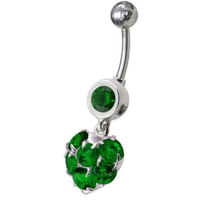 Fancy  Heart Dangling Belly Ring