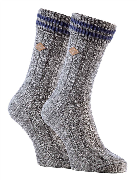 Farah 1920 - 2 Pairs Mens TOT Socks - Cable Knit, Cotton Rich - Size 6-11 UK