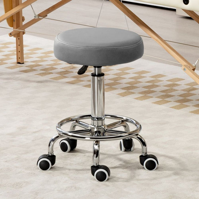 Vinsetto Round PU leather Salon Beautician Stool Adjustable Height, Grey