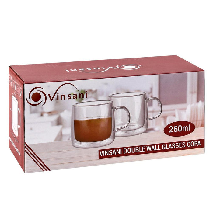 VINSANI DOUBLE WALL GLASSES - Premium Quality Heat-proof Cups for Hot & Cold Drinks