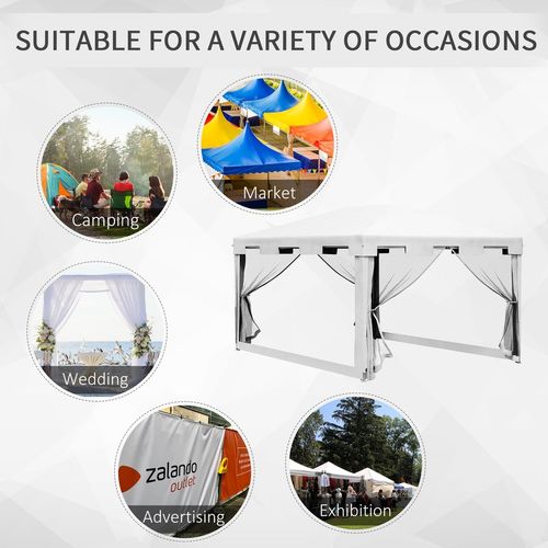 Outsunny 4 x 3m Party Tent Waterproof Garden Gazebo Canopy Wedding Cover Shade