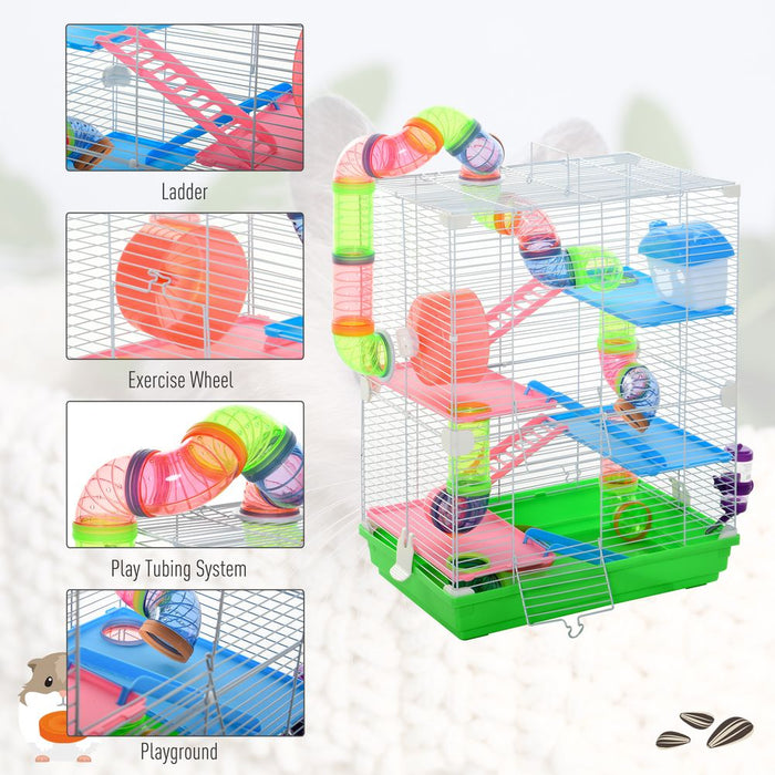 Ultimate 5-Tier Hamster Cage: Safe, Stimulating & Fun Habitat + Exercise Wheels & Tunnel