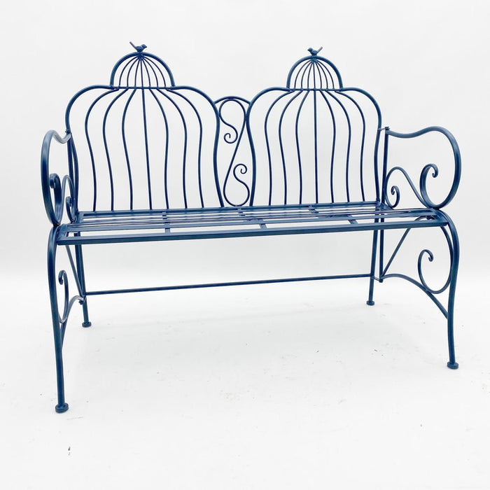 Premium 112CM Blue Bench: Industrial Look, Distressed Paintwork, Easy Assembly. Perfect for Patio Enjoyment