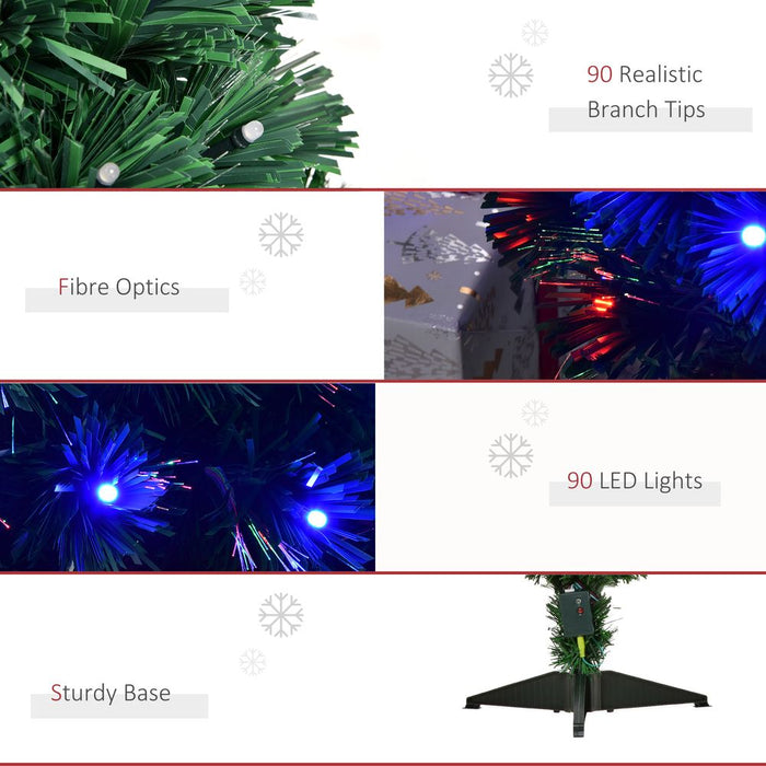 3ft Prelit Artificial Christmas Tree with Multi-Coloured Fiber Optic LED Green