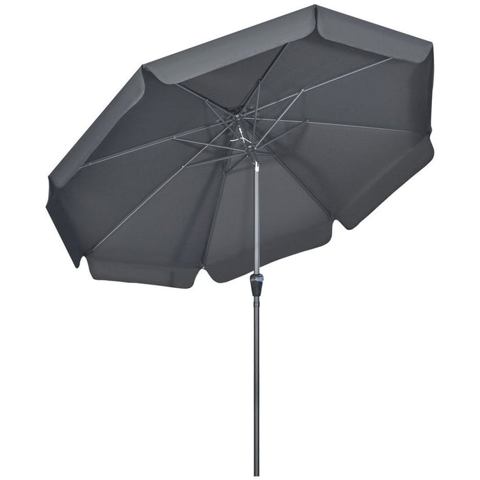 Outsunny 2.7m Patio Umbrella - Ruffles, Crank, 8 Ribs - Black