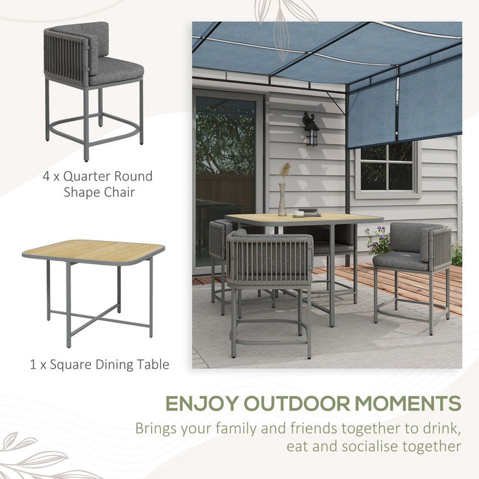 Outsunny Rattan Dining Sets, Cube Garden Furniture, Space-saving Design, Grey