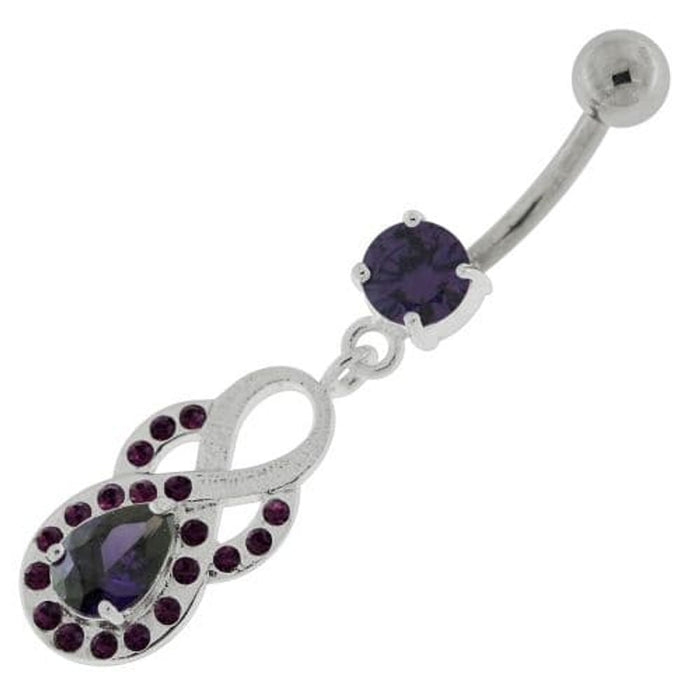 Tear Drop CZ with Fusion Infinity Dangling Navel Belly Button Ring