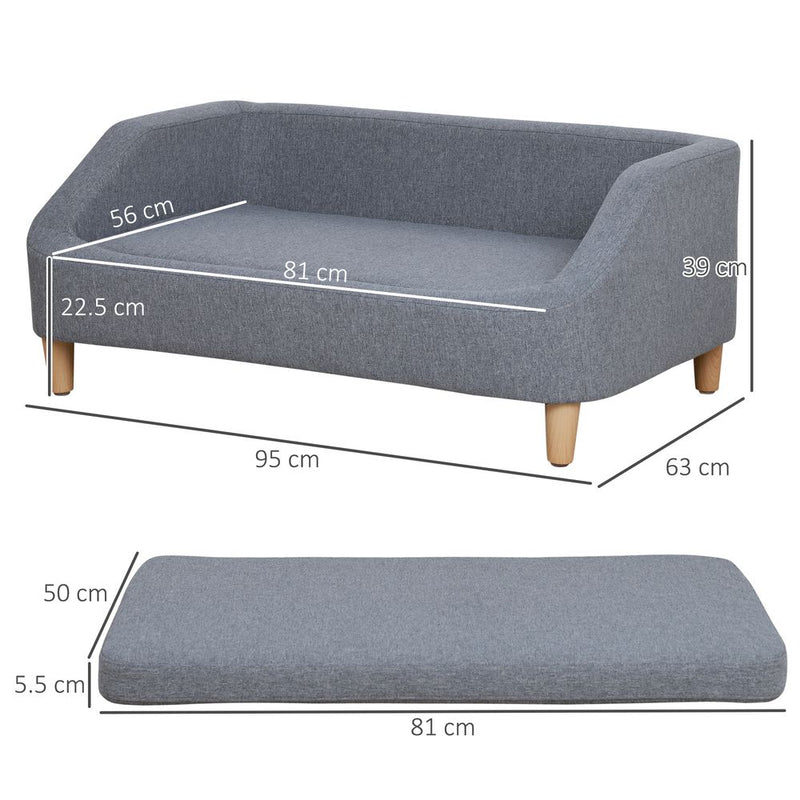 Premium Dog Sofa | Cat Couch w/ Removable Washable Cover | Small Medium Large Dogs | Grey