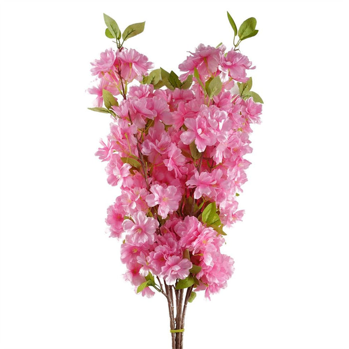 Premium 6-Piece 100cm Pink Artificial Blossom Stems - High-Quality Silk Flowers & Leaves for Elegant Arrangements