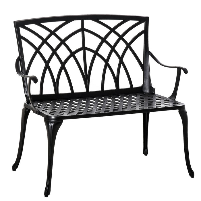 High-Quality Outsunny 2-Seater Cast Aluminium Garden Bench Loveseat: Ergonomic & Stylish