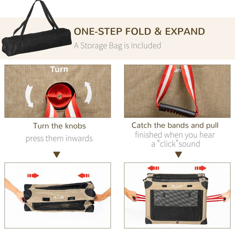 PawHut Collapsible Dog Crate Foldable Pet Carrier Portable Cat Carrier Pet Travel Bag w/ Mat for Cats Small Dog 65 x 45 x 45 cm