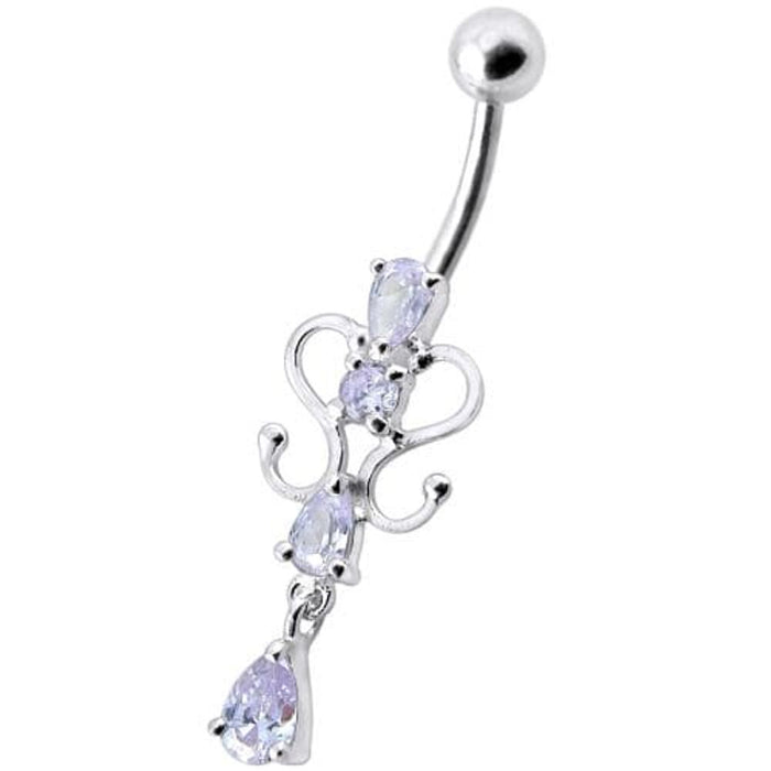 14G Fancy Dangling Green Stone Belly Ring