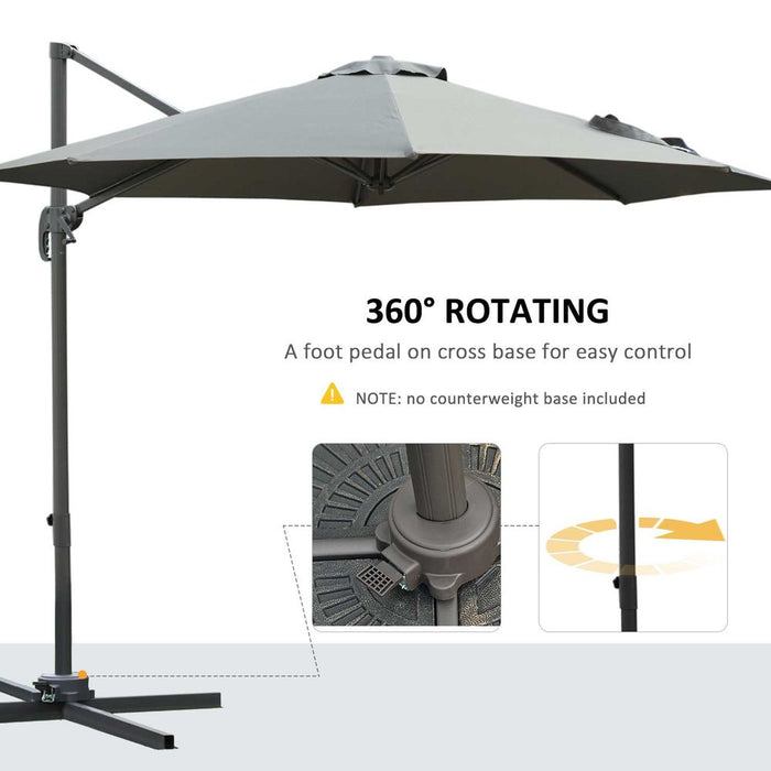 Premium 3m Patio Offset Parasol - Dark Grey - High-Quality & Adjustable - Easy to Use