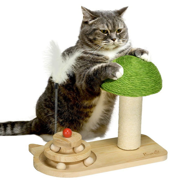 PawHut Mushroom Cat-Scratching Post w/Toy Balls - Premium Quality Indoor Cat Play Center - Durable & Entertaining - Grab Yours Now!