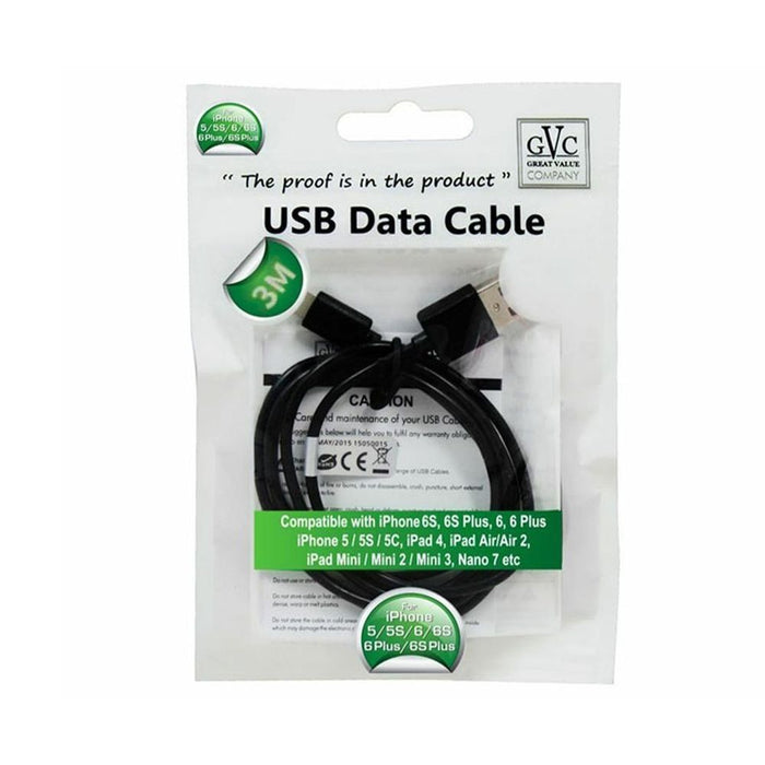 Fast Charging USB Data Cable 3M - High Quality Sync & Transfer - Durable & Reliable