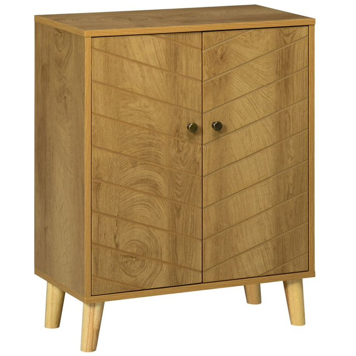 Chevron Door Storage Cabinet - Natural Wood - Ideal for Living Room - High Quality - Professional Seller