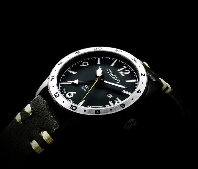 STROND SSC-101 24h GMT, All Black WATCH Steel Bezel, Premium Quality Watch